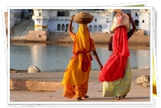Womens walking at Ghats of Pushkar